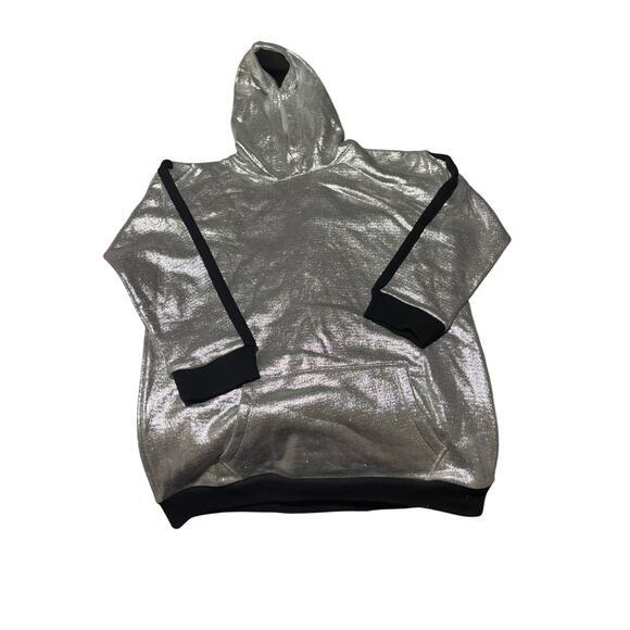 Wonder Nation M 7/8 silver black shimmer hooded sweatshirt nwot like new - Picture 1 of 8